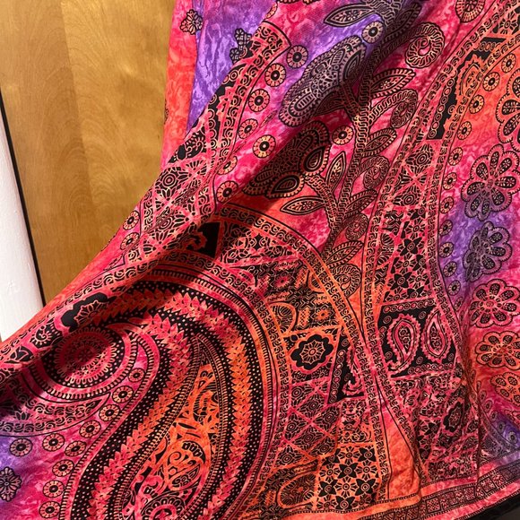 Good Times Womens Pink Orange Purple & Black Paisley Print Tunic Poncho One Size - Picture 2 of 6